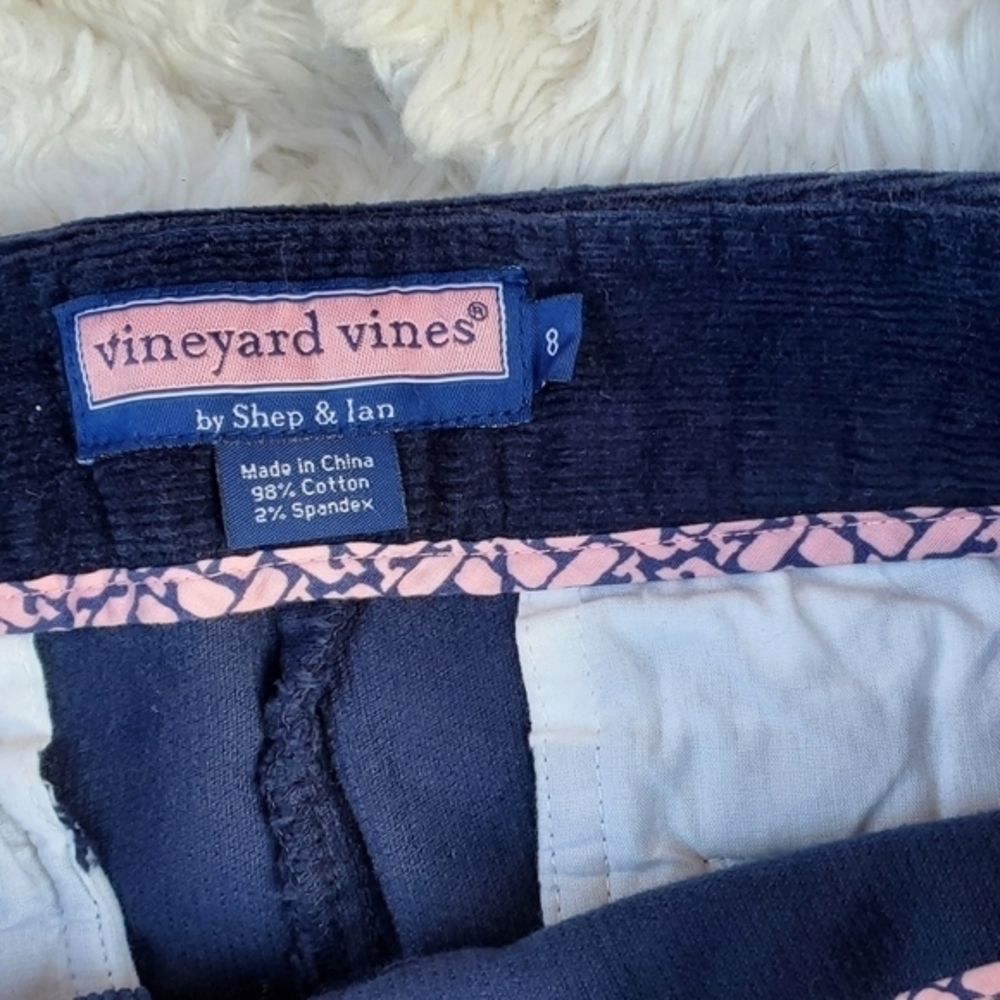 Vineyard Vines Navy Corduroy Whale Embroidered Mini Skirt Size 8 Preppy - Picture 9 of 13